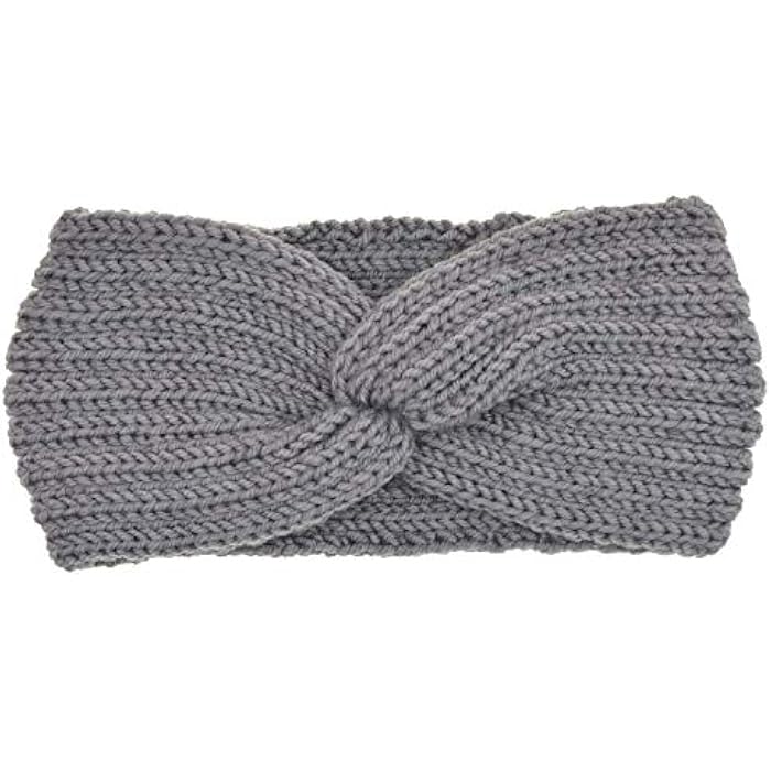 DRESHOW 4 Pack Crochet Knit Turban Headband Warm Bulky Crocheted Head Wrap Headband Ear Warmer for Women - Image 5